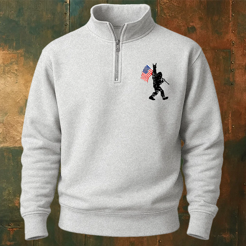 Maturelion Men's Sweatshirt Bigfoot Half Zip Fleece Sweatshirt