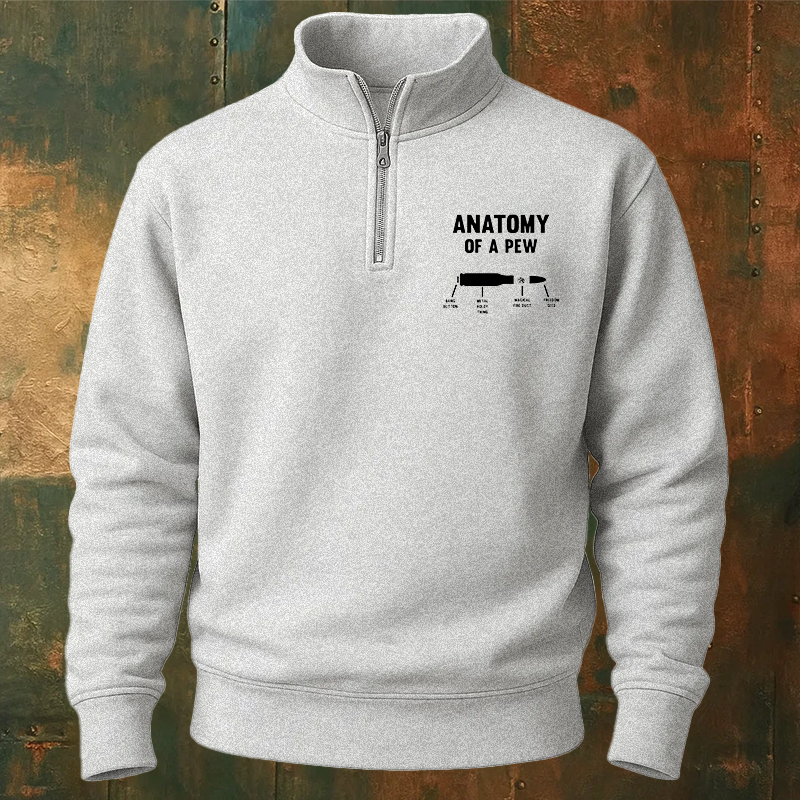 Maturelion Men's Sweatshirt Anatomy Of A Pew Half Zip Fleece Sweatshirt