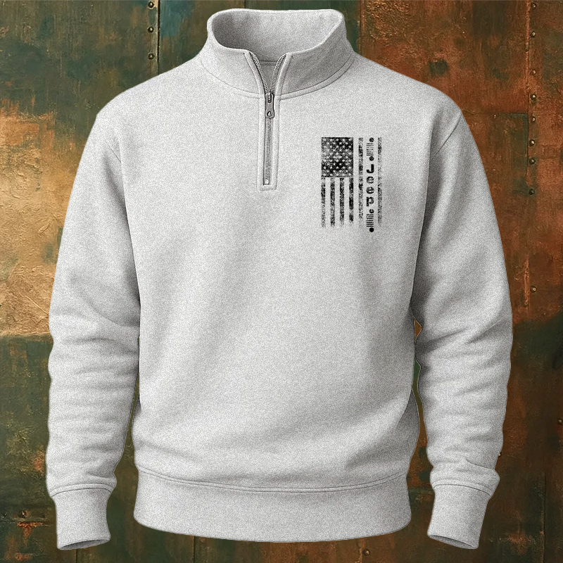 Maturelion Men's Sweatshirt American Jeep Half Zip Fleece Sweatshirt
