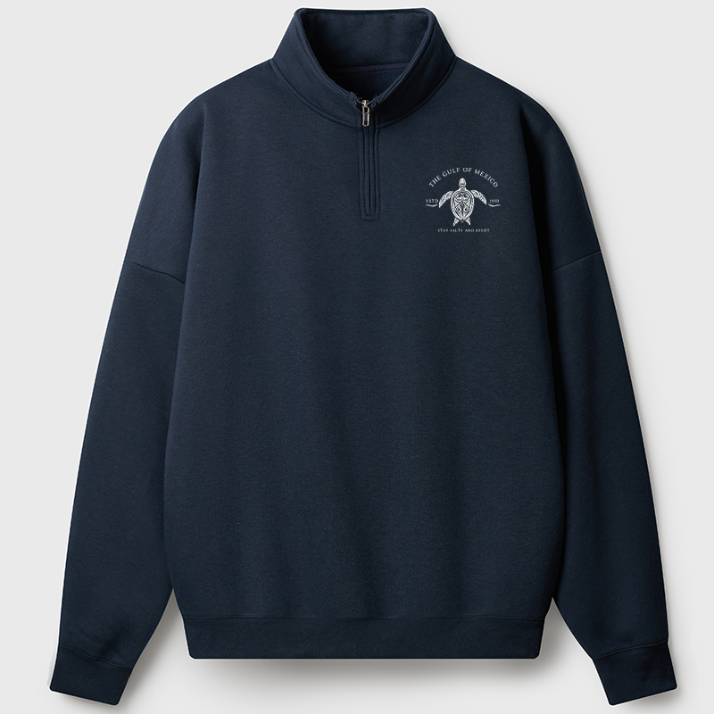 Men's Sweatshirt Gulf of Mexico ESTD 1550 Stay Salty And Resist Half Zip Fleece Sweatshirt