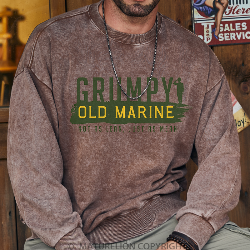 Maturelion Men's Grumpy Old Marine Washed Sweatshirt