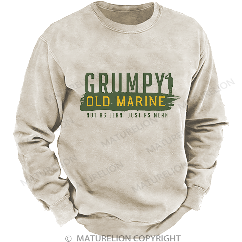 Maturelion Men's Grumpy Old Marine Washed Sweatshirt