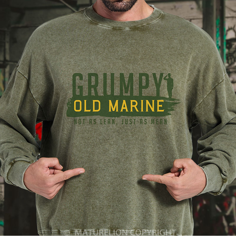 Maturelion Men's Grumpy Old Marine Washed Sweatshirt
