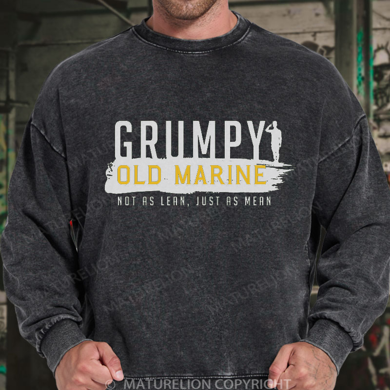 Maturelion Men's Grumpy Old Marine Washed Sweatshirt