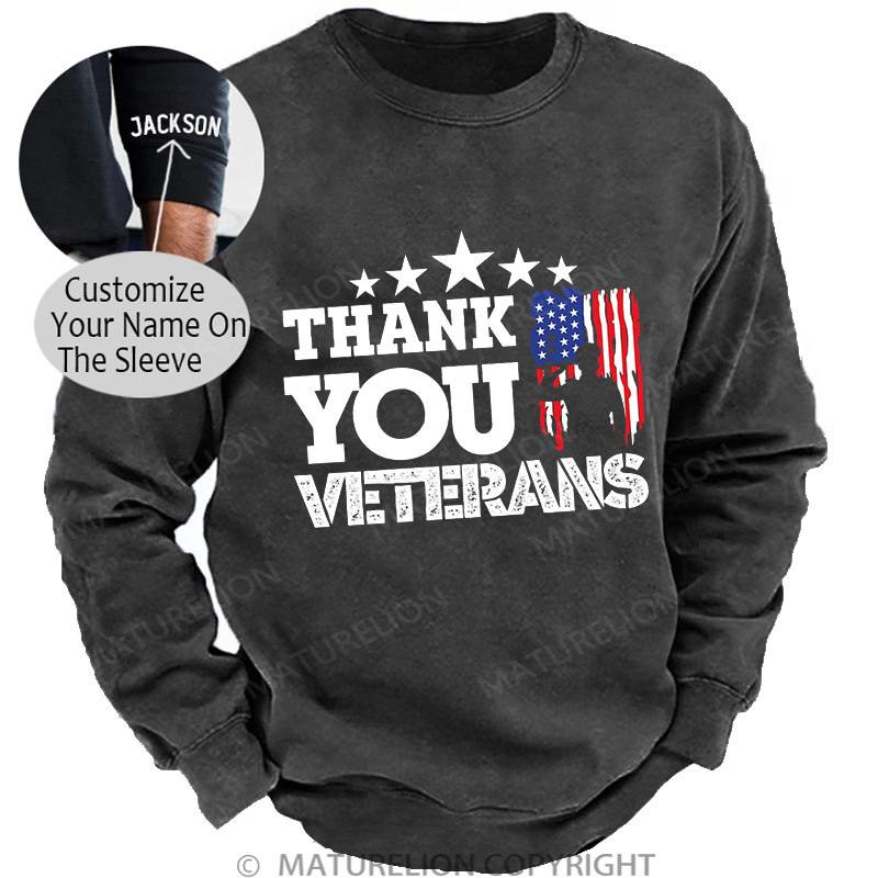Maturelion Thank You Veterans Washed Sweatshirt