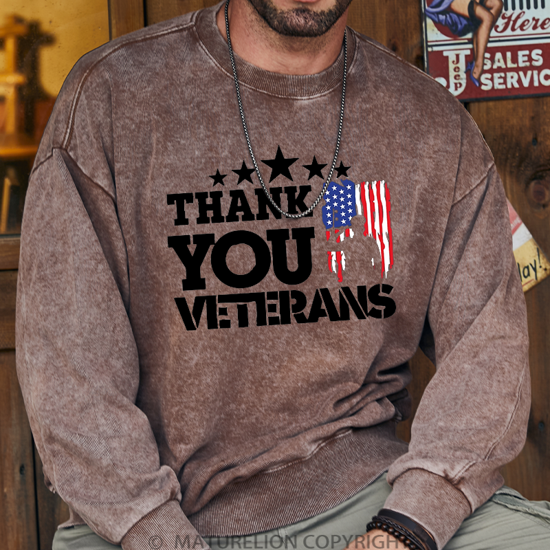 Maturelion Thank You Veterans Washed Sweatshirt