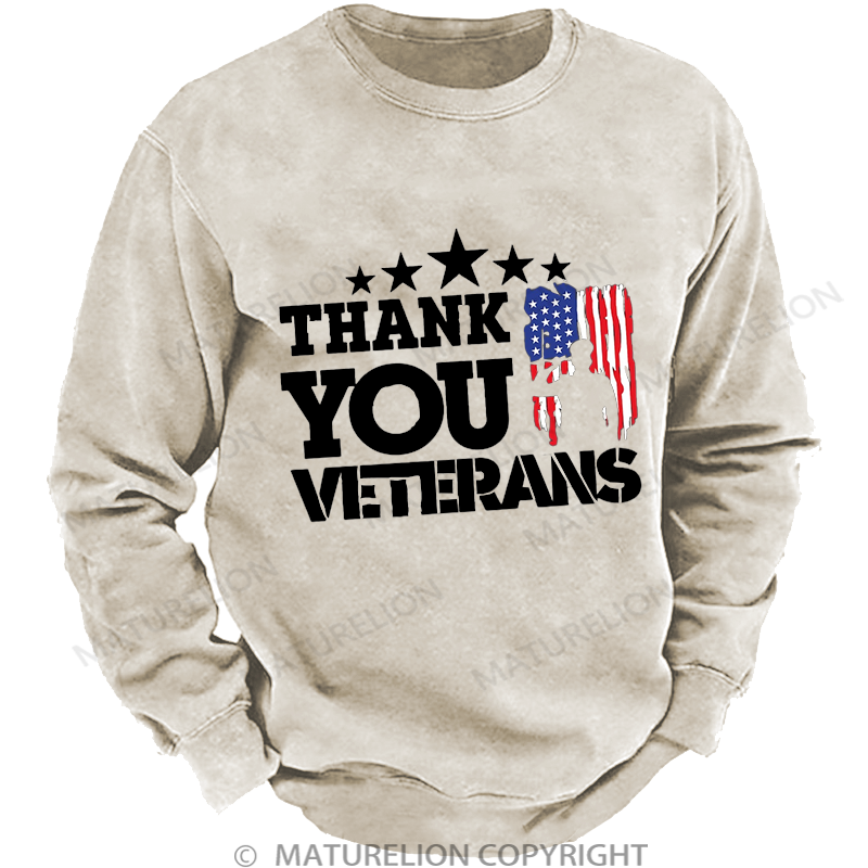 Maturelion Thank You Veterans Washed Sweatshirt