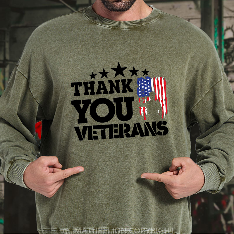 Maturelion Thank You Veterans Washed Sweatshirt