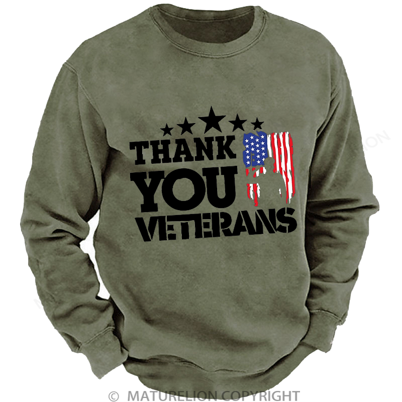 Maturelion Thank You Veterans Washed Sweatshirt