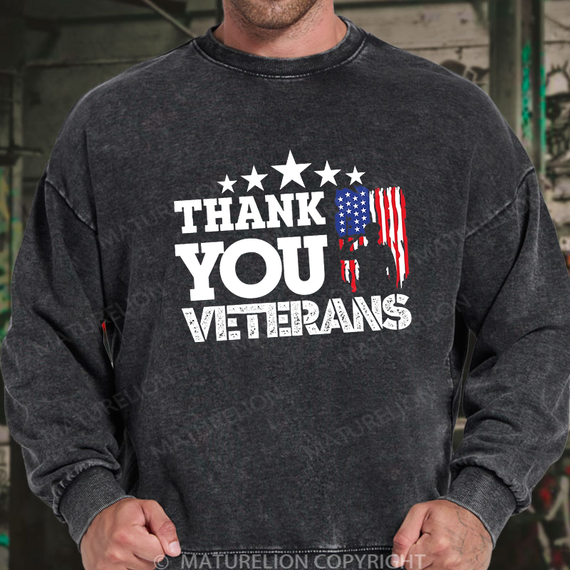 Maturelion Thank You Veterans Washed Sweatshirt