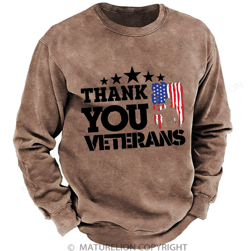Maturelion Thank You Veterans Washed Sweatshirt