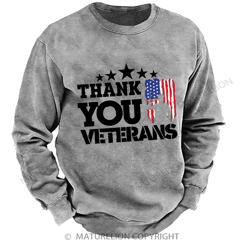 Maturelion Thank You Veterans Washed Sweatshirt