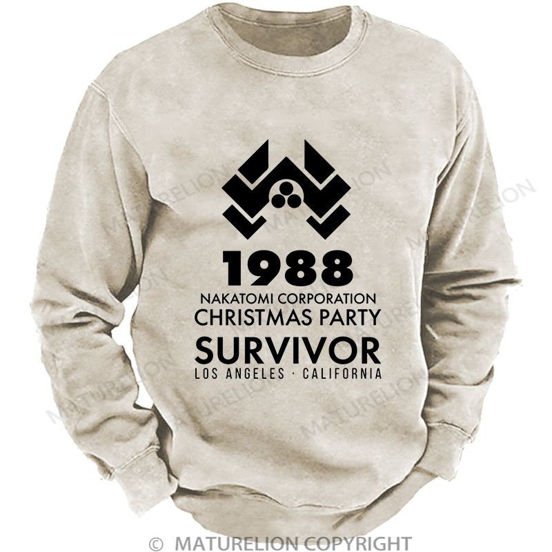 Maturelion Men's Sweatshirt Bruce Willis Impact Washed Sweatshirt