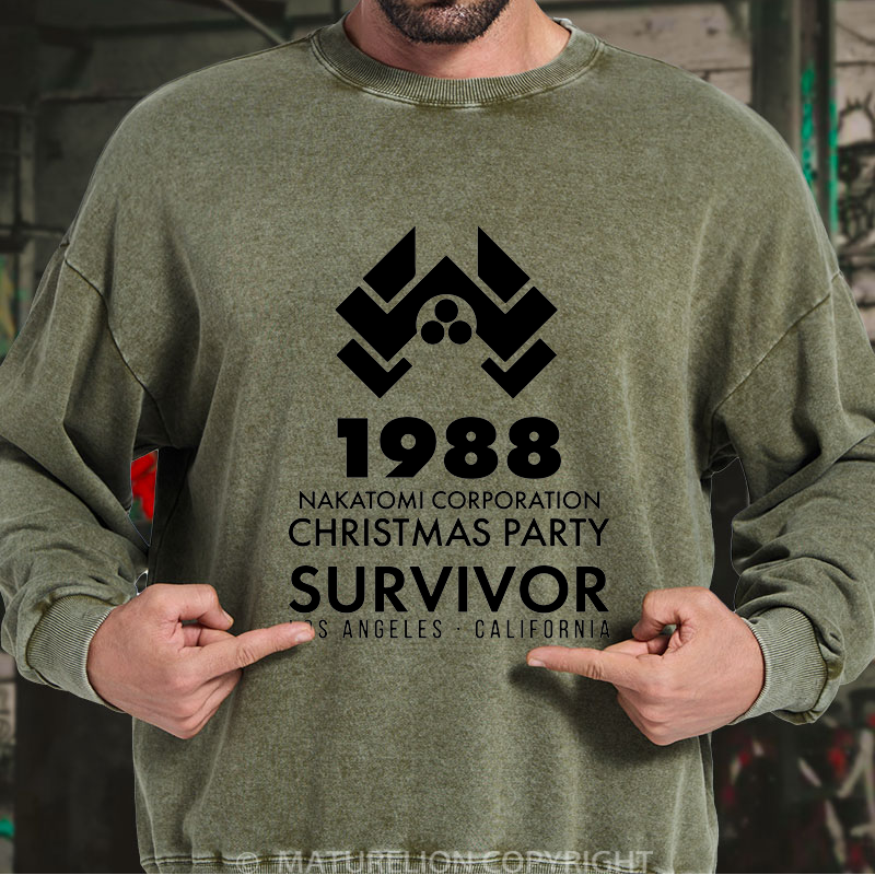 Maturelion Men's Sweatshirt Bruce Willis Impact Washed Sweatshirt