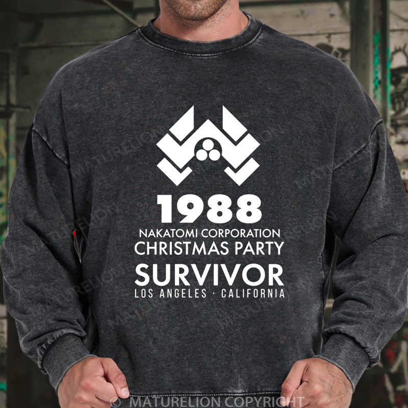 Maturelion Men's Sweatshirt Bruce Willis Impact Washed Sweatshirt