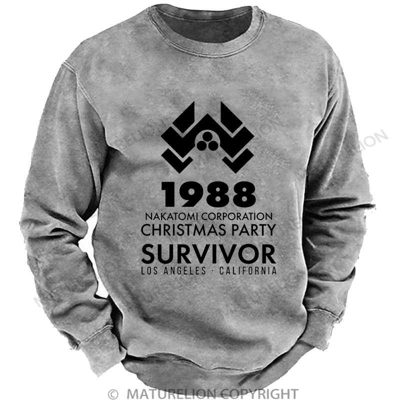 Maturelion Men's Sweatshirt Bruce Willis Impact Washed Sweatshirt