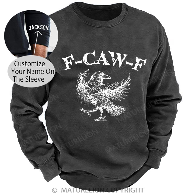 Maturelion Men's Sweatshirt F-Caw-F Washed Sweatshirt