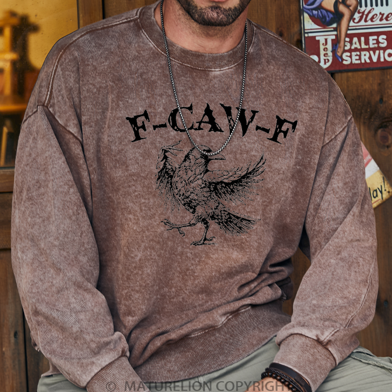 Maturelion Men's Sweatshirt F-Caw-F Washed Sweatshirt