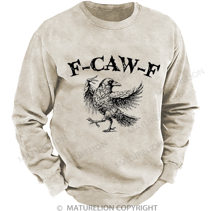 Maturelion Men's Sweatshirt F-Caw-F Washed Sweatshirt