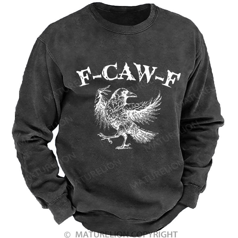 Maturelion Men's Sweatshirt F-Caw-F Washed Sweatshirt