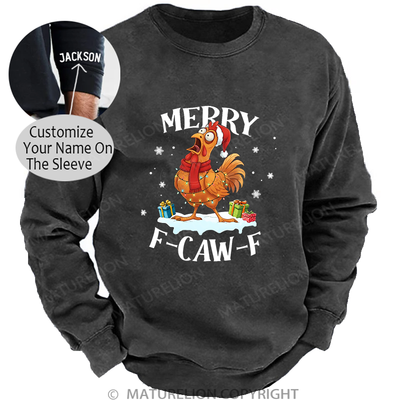 Maturelion Men's Sweatshirt Merry Christmas Washed Sweatshirt