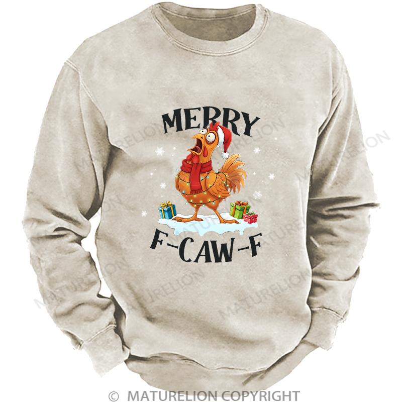 Maturelion Men's Sweatshirt Merry Christmas Washed Sweatshirt