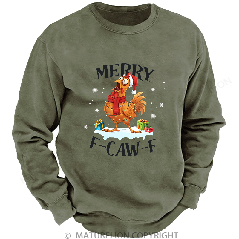 Maturelion Men's Sweatshirt Merry Christmas Washed Sweatshirt