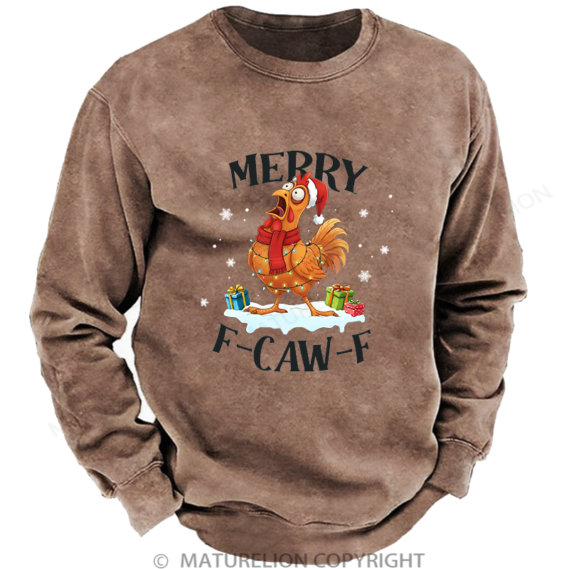 Maturelion Men's Sweatshirt Merry Christmas Washed Sweatshirt