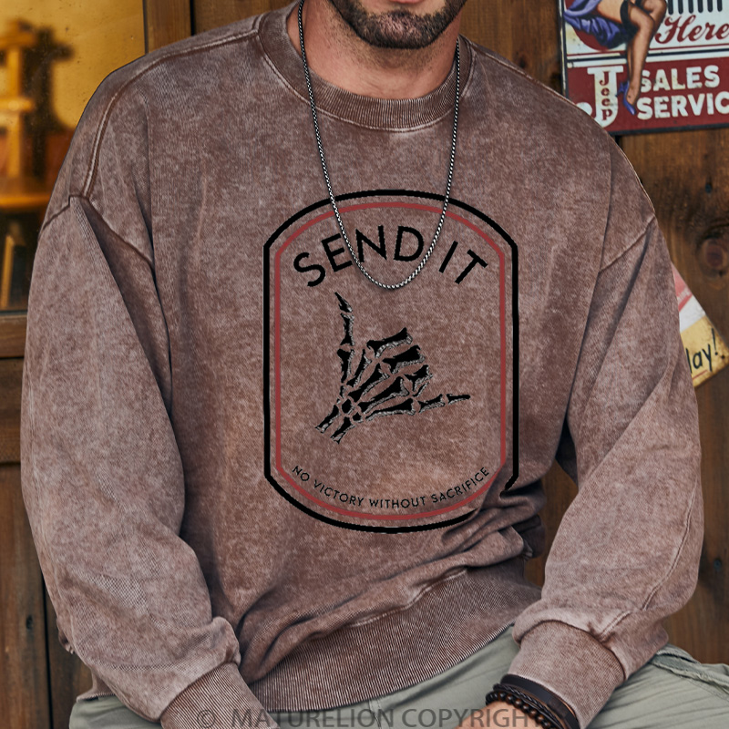 Maturelion Men's Sweatshirt Send It DTG Washed Sweatshirt