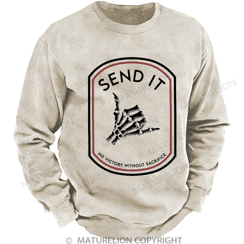 Maturelion Men's Sweatshirt Send It DTG Washed Sweatshirt