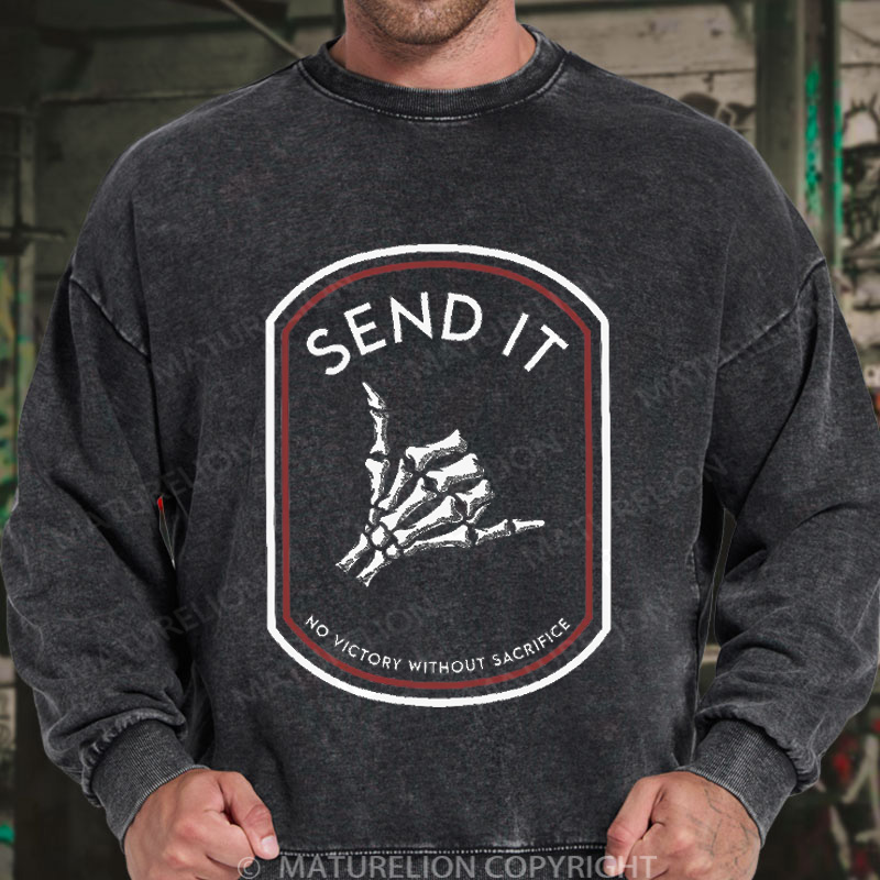 Maturelion Men's Sweatshirt Send It DTG Washed Sweatshirt