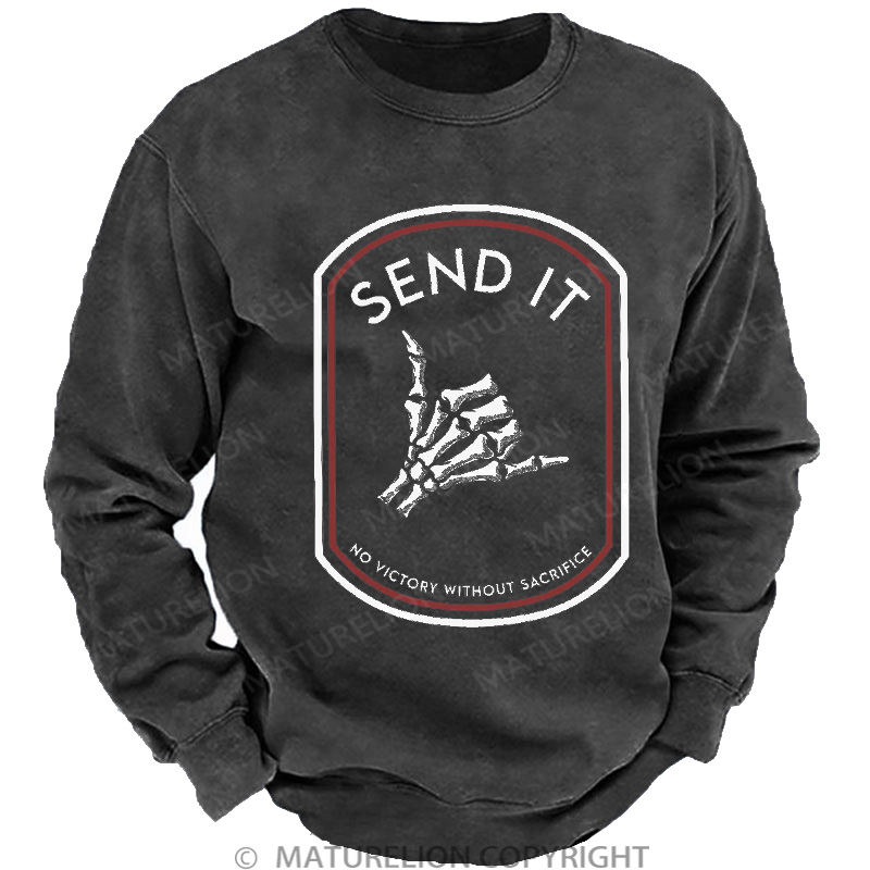 Maturelion Men's Sweatshirt Send It DTG Washed Sweatshirt