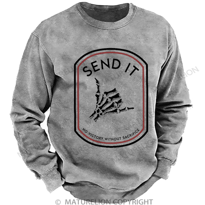Maturelion Men's Sweatshirt Send It DTG Washed Sweatshirt