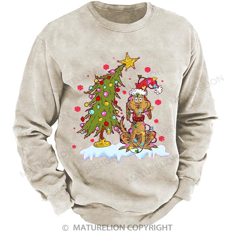 Maturelion Men's Sweatshirt Max Grinch Dog DTG Washed Sweatshirt
