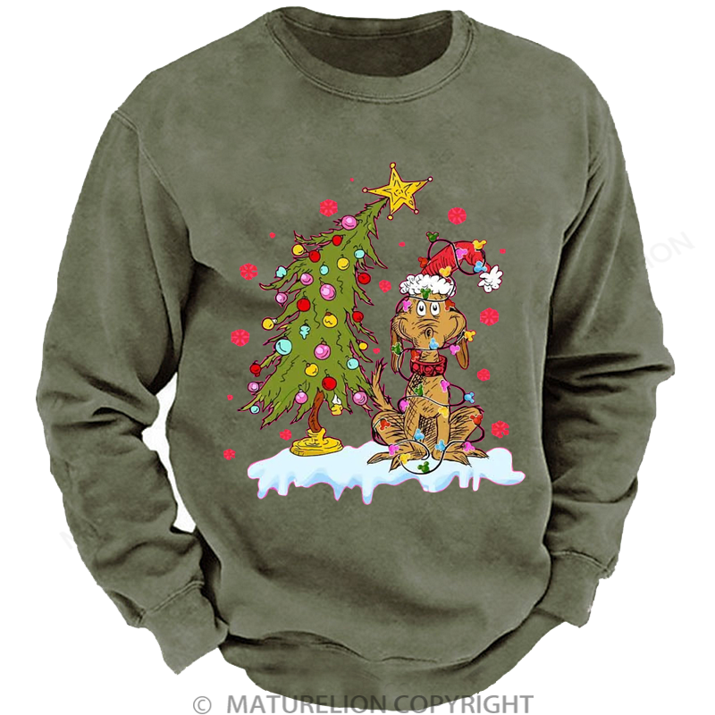 Maturelion Men's Sweatshirt Max Grinch Dog DTG Washed Sweatshirt