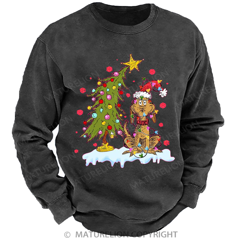 Maturelion Men's Sweatshirt Max Grinch Dog DTG Washed Sweatshirt