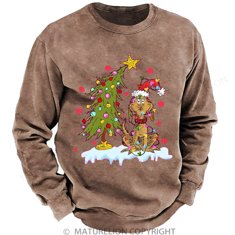 Maturelion Men's Sweatshirt Max Grinch Dog DTG Washed Sweatshirt