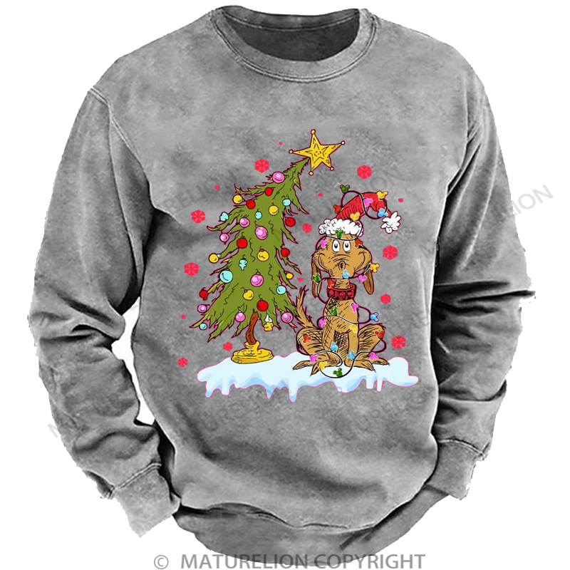 Maturelion Men's Sweatshirt Max Grinch Dog DTG Washed Sweatshirt
