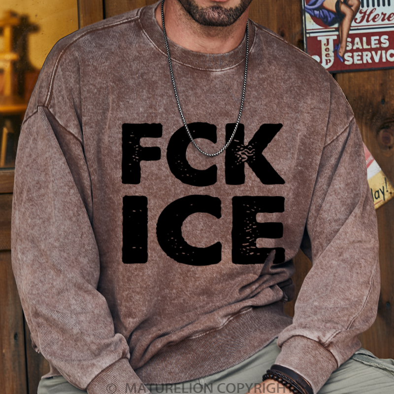 Maturelion Men's Sweatshirt Fck Ice DTG Washed Sweatshirt