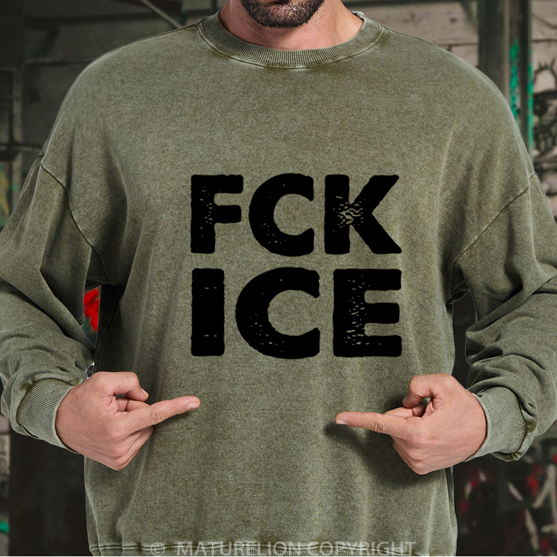 Maturelion Men's Sweatshirt Fck Ice DTG Washed Sweatshirt