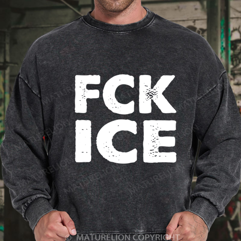 Maturelion Men's Sweatshirt Fck Ice DTG Washed Sweatshirt