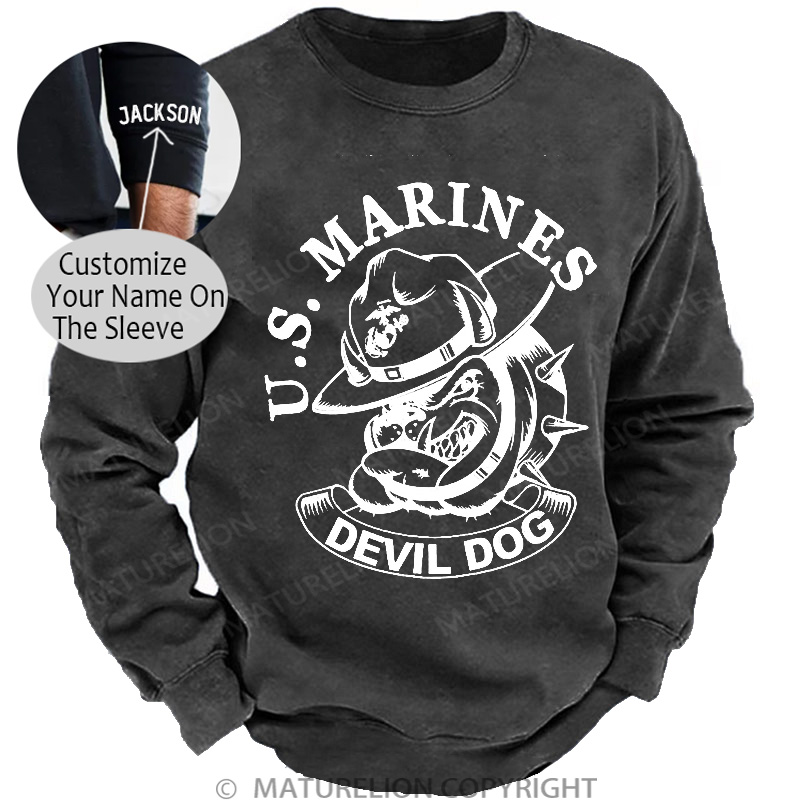 Maturelion Men's Sweatshirt Devil Dog DTG Washed Sweatshirt