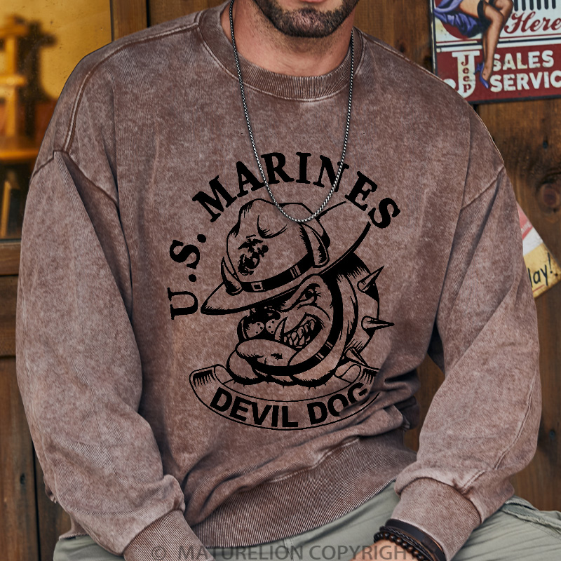 Maturelion Men's Sweatshirt Devil Dog DTG Washed Sweatshirt