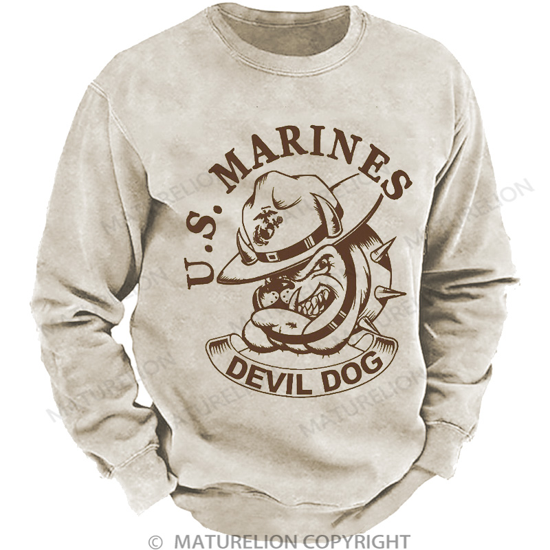 Maturelion Men's Sweatshirt Devil Dog DTG Washed Sweatshirt