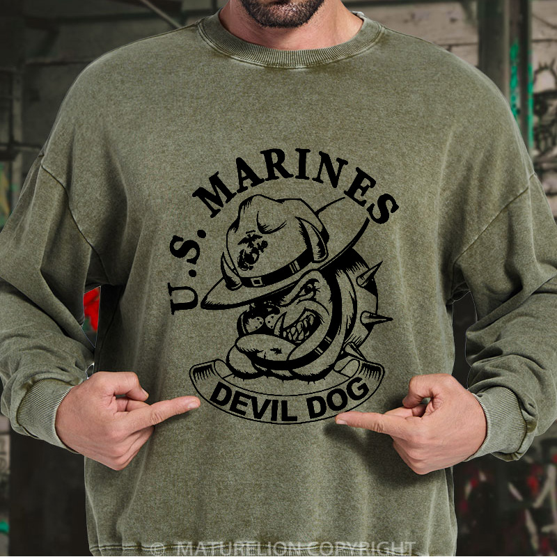 Maturelion Men's Sweatshirt Devil Dog DTG Washed Sweatshirt