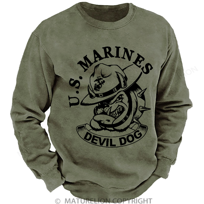 Maturelion Men's Sweatshirt Devil Dog DTG Washed Sweatshirt