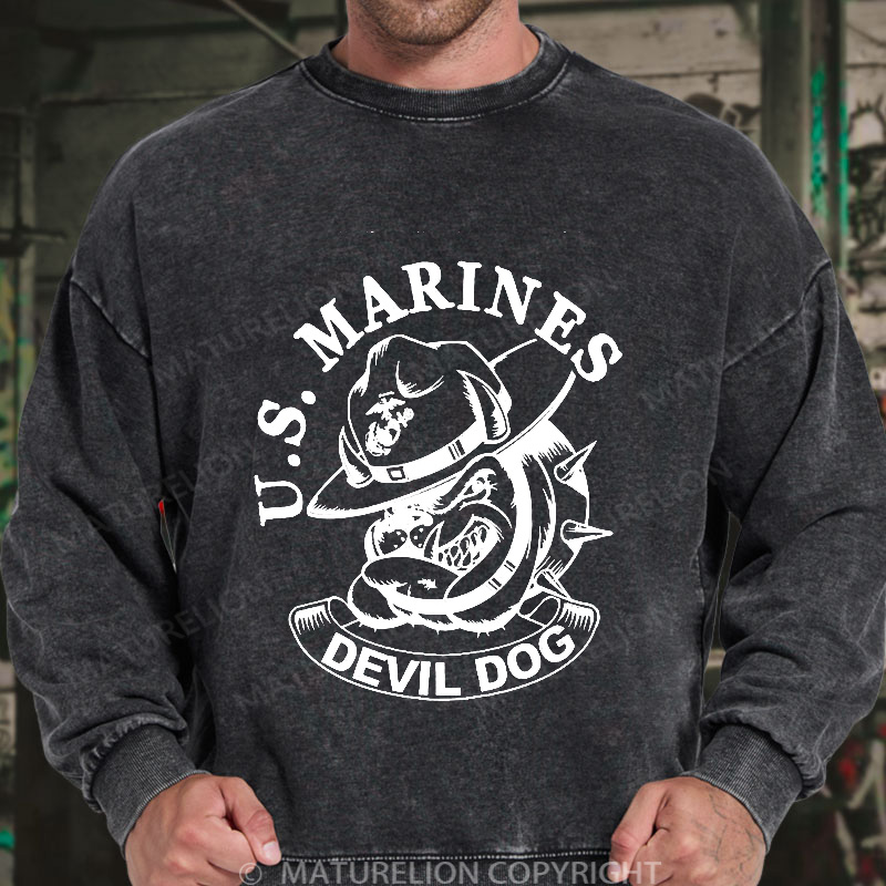 Maturelion Men's Sweatshirt Devil Dog DTG Washed Sweatshirt