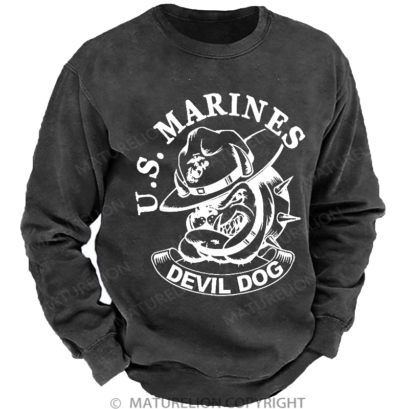 Maturelion Men's Sweatshirt Devil Dog DTG Washed Sweatshirt