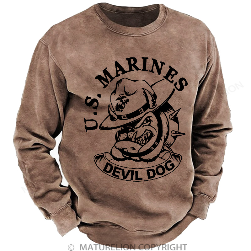 Maturelion Men's Sweatshirt Devil Dog DTG Washed Sweatshirt