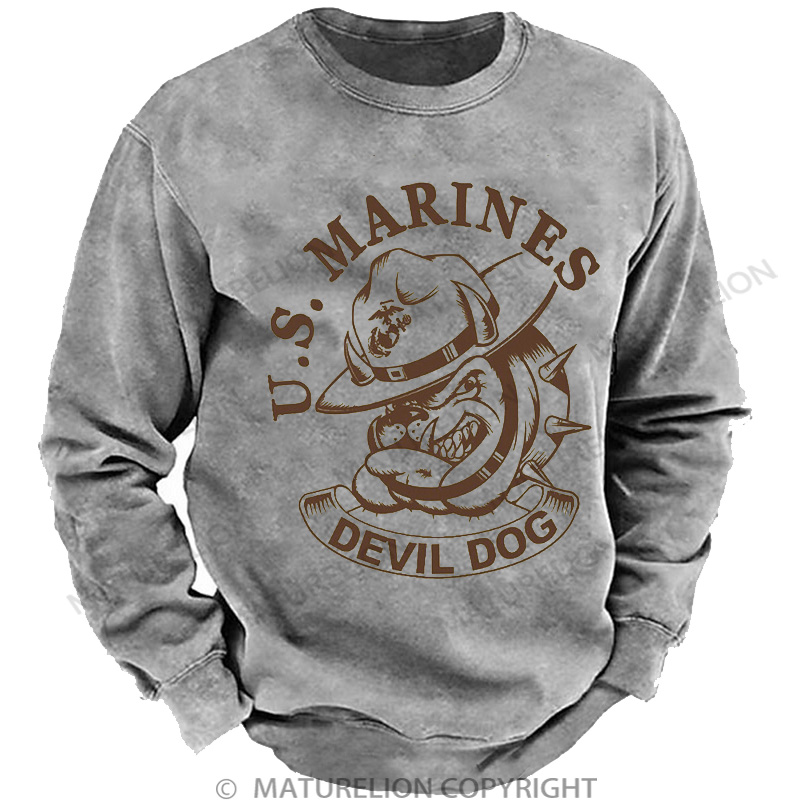 Maturelion Men's Sweatshirt Devil Dog DTG Washed Sweatshirt
